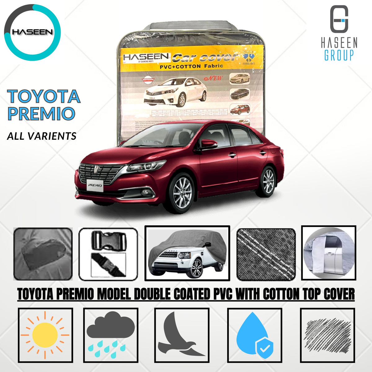 TOYOTA PREMIO DOUBLE COAT PVC WITH COTTON CAR COVER