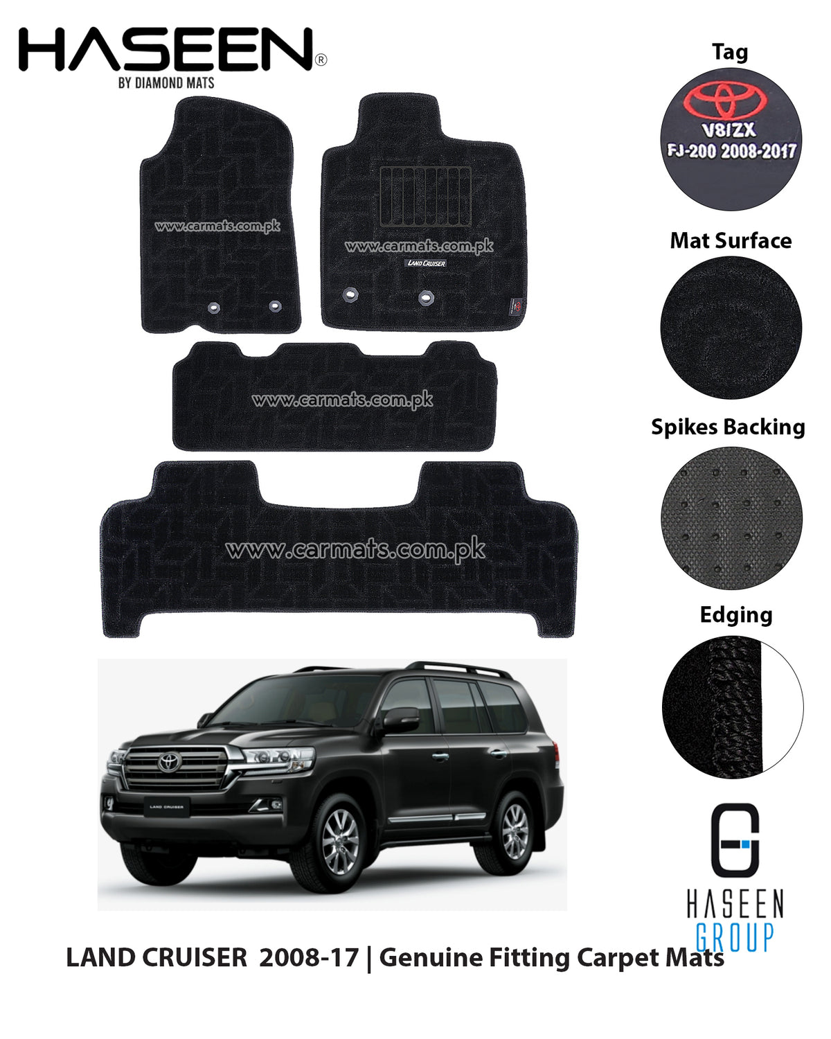 TOYOTA LAND CRUISER 2009-PRESENT PREMIUM CARPET CAR FLOOR MAT