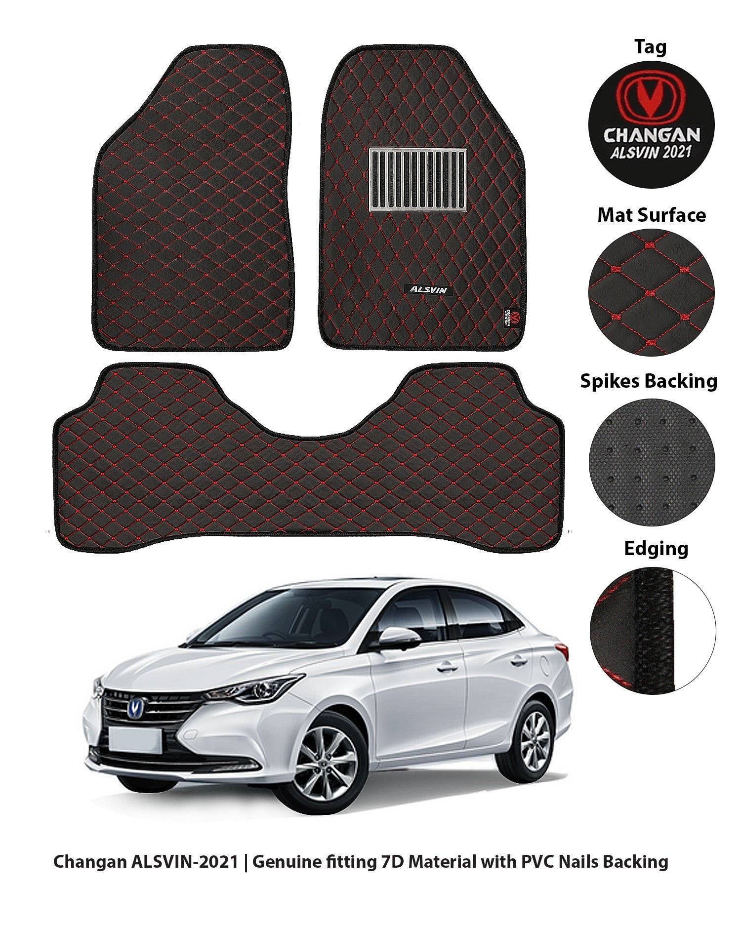 CHANGAN ALSVIN 2021 - 2024 LUXURY 7D CAR FLOOR MAT - haseenmats.pk