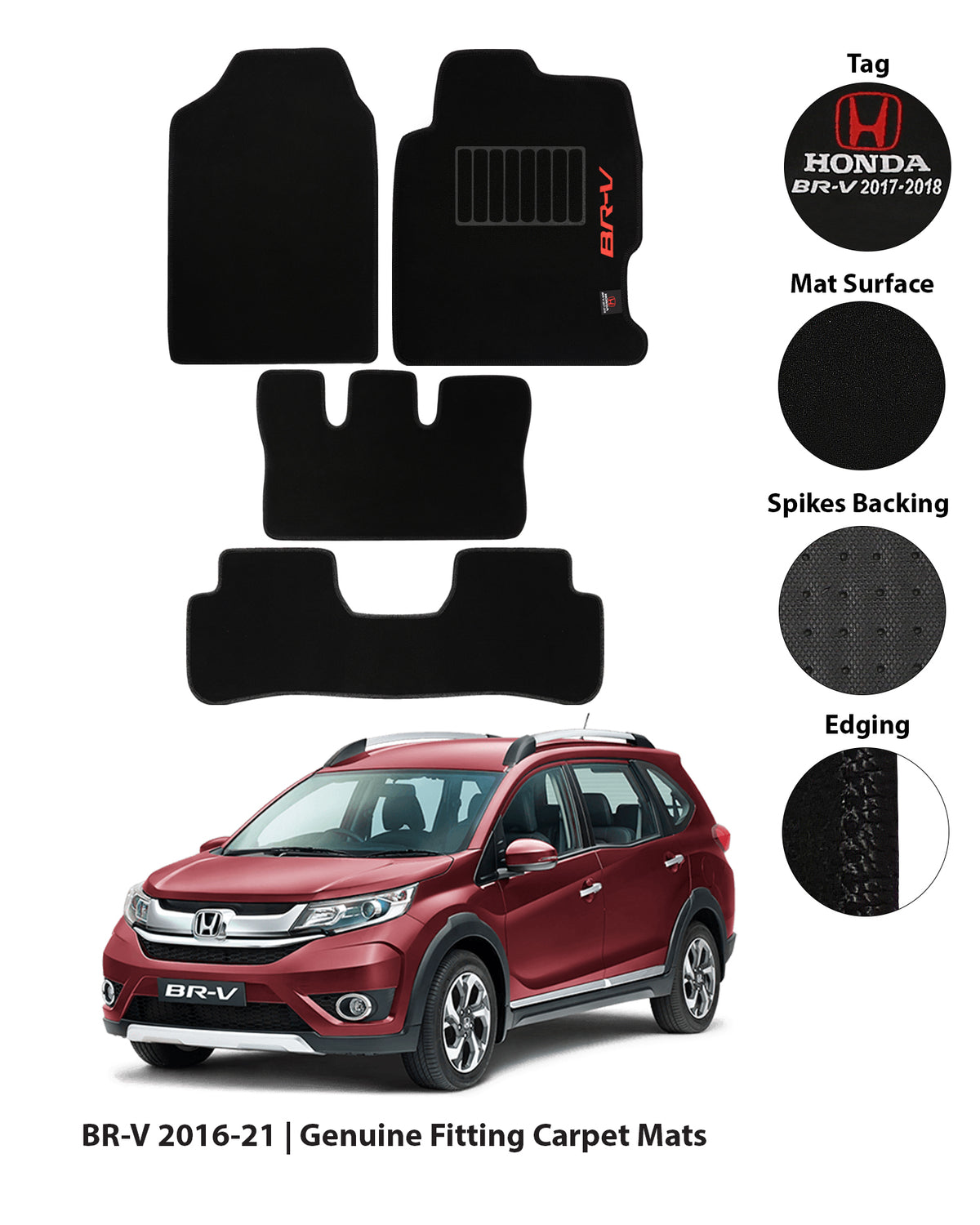 HONDA BR-V 2016-PRESENT EXECUTIVE SIDE LOGO CARPET CAR FLOOR MAT