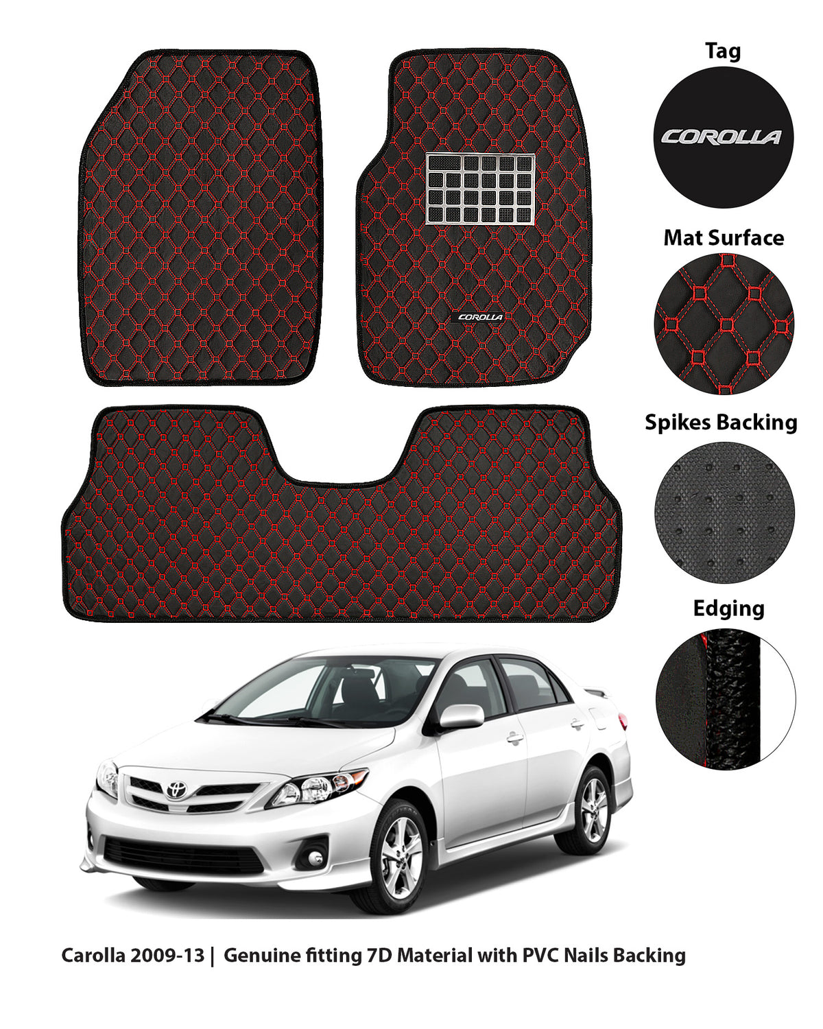 TOYOTA COROLLA 2009-2013 7D LUXURY CAR FLOOR MAT