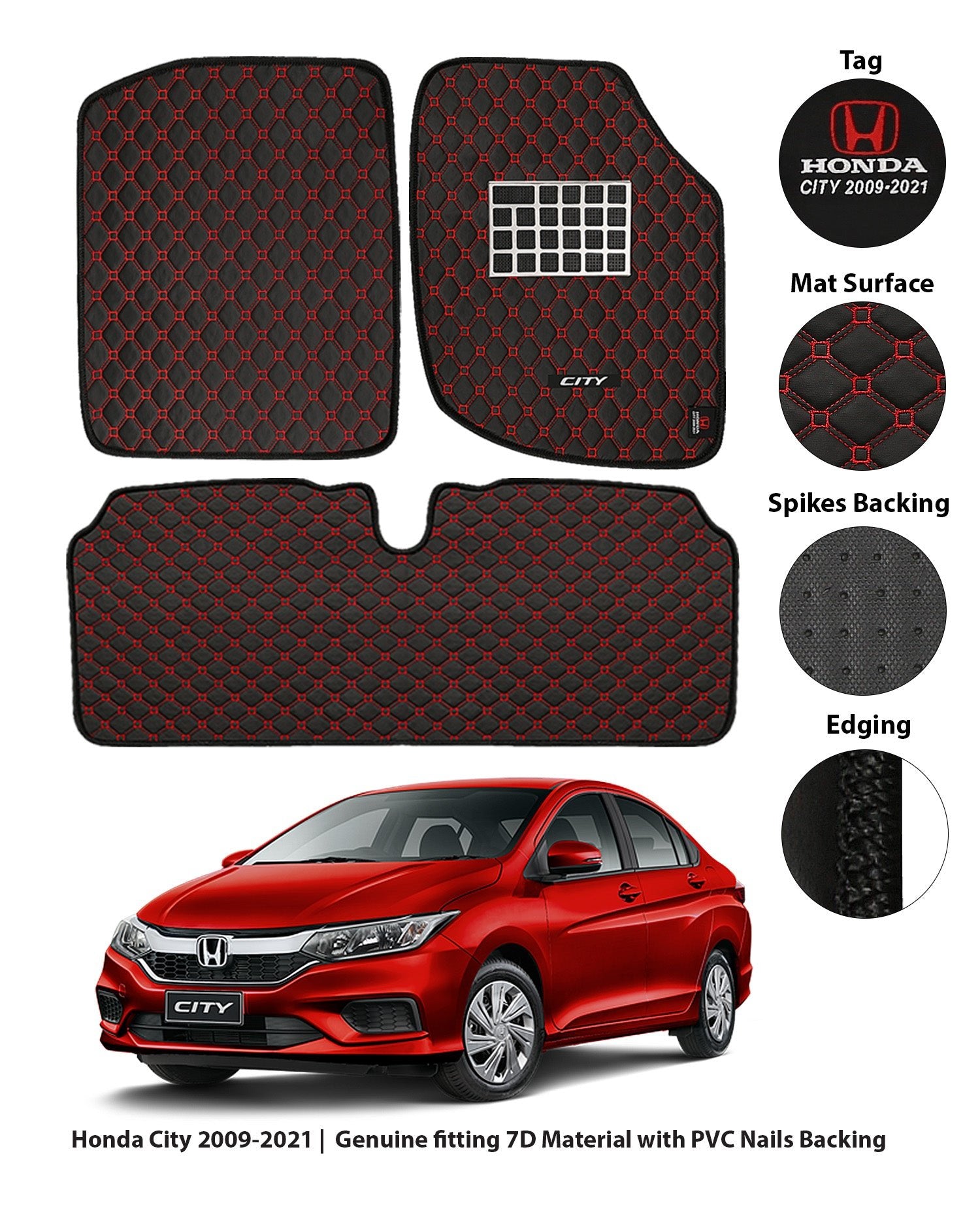 HONDA CITY 2009 - 2020 7D LUXURY CAR FLOOR MAT - haseenmats.pk