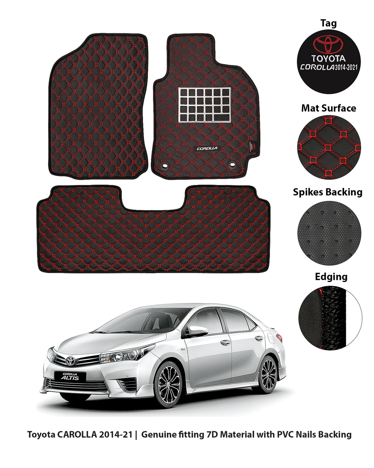 TOYOTA COROLLA 2014-PRESENT LUXURY 7D CAR FLOOR MAT