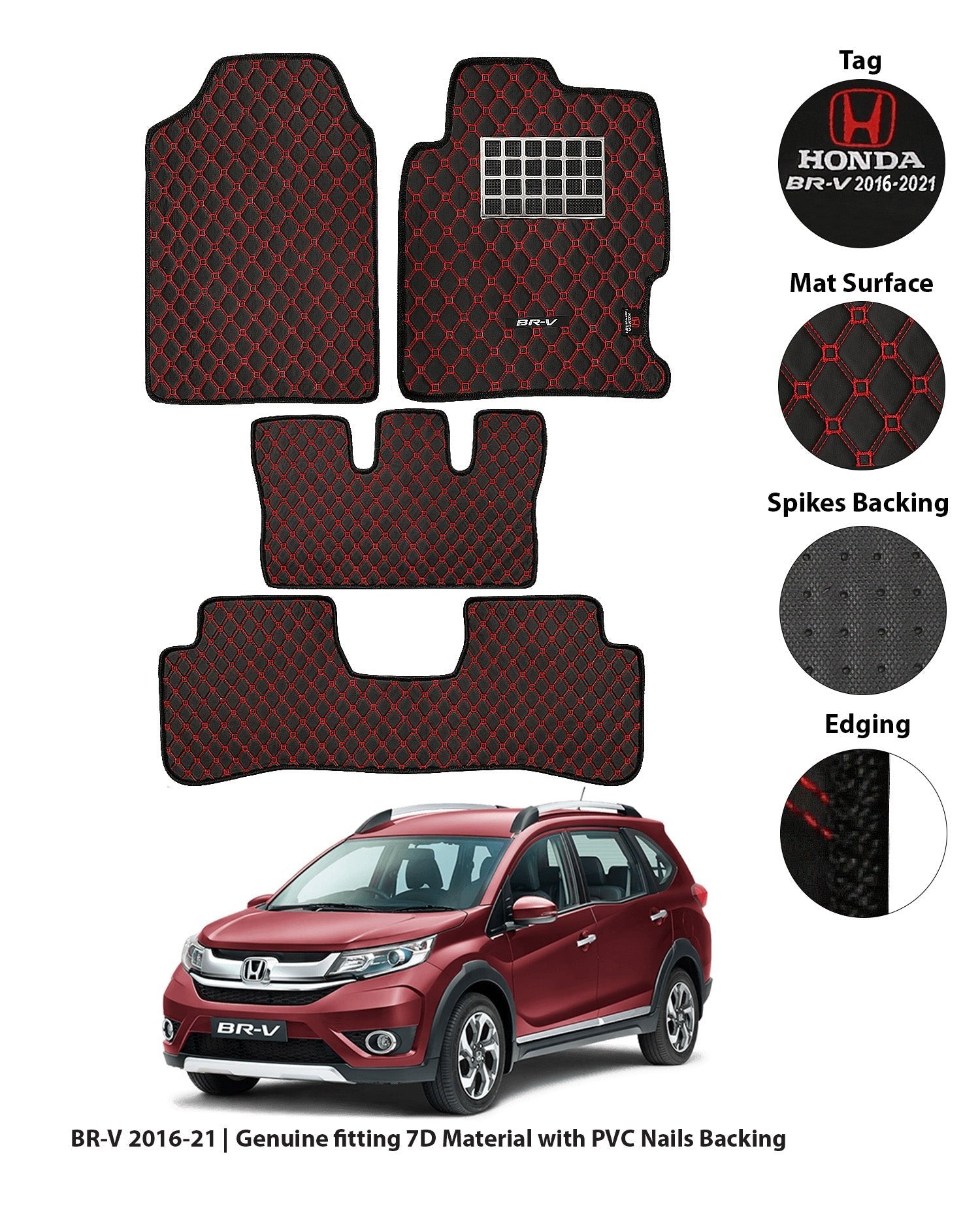 HONDA BR - V 2016 - PRESENT 7D LUXURY CAR FLOOR MAT - haseenmats.pk