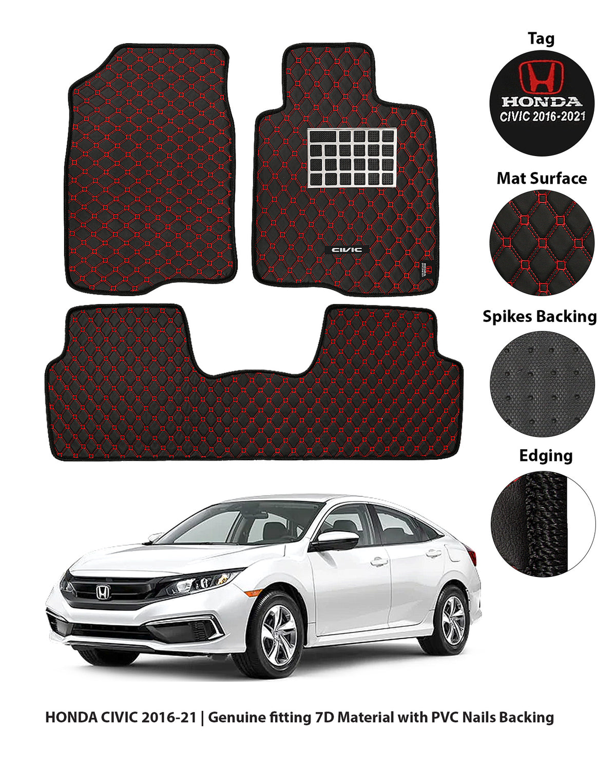 HONDA CIVIC X 2016-2021 7D LUXURY CAR FLOOR MAT