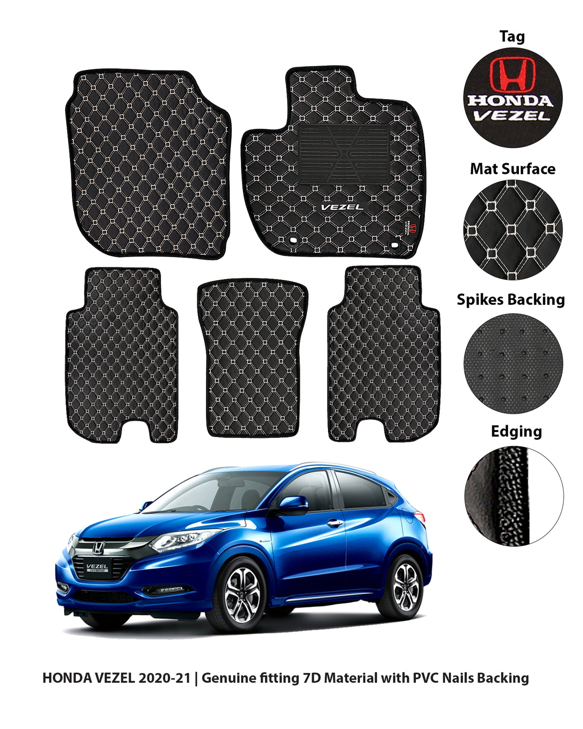 HONDA VEZEL 2014-2021 7D LUXURY CAR FLOOR MAT