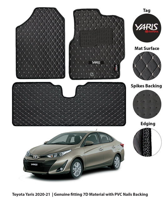 TOYOTA YARIS 2021-PRESENT 7D LUXURY CAR FLOOR MAT