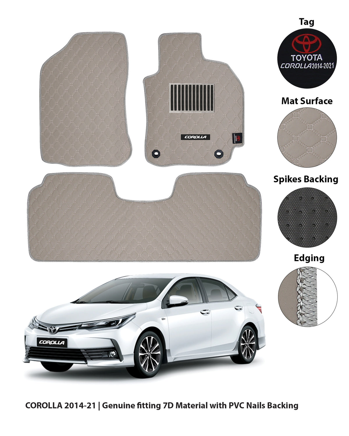 TOYOTA COROLLA 2014-PRESENT LUXURY 7D CAR FLOOR MAT