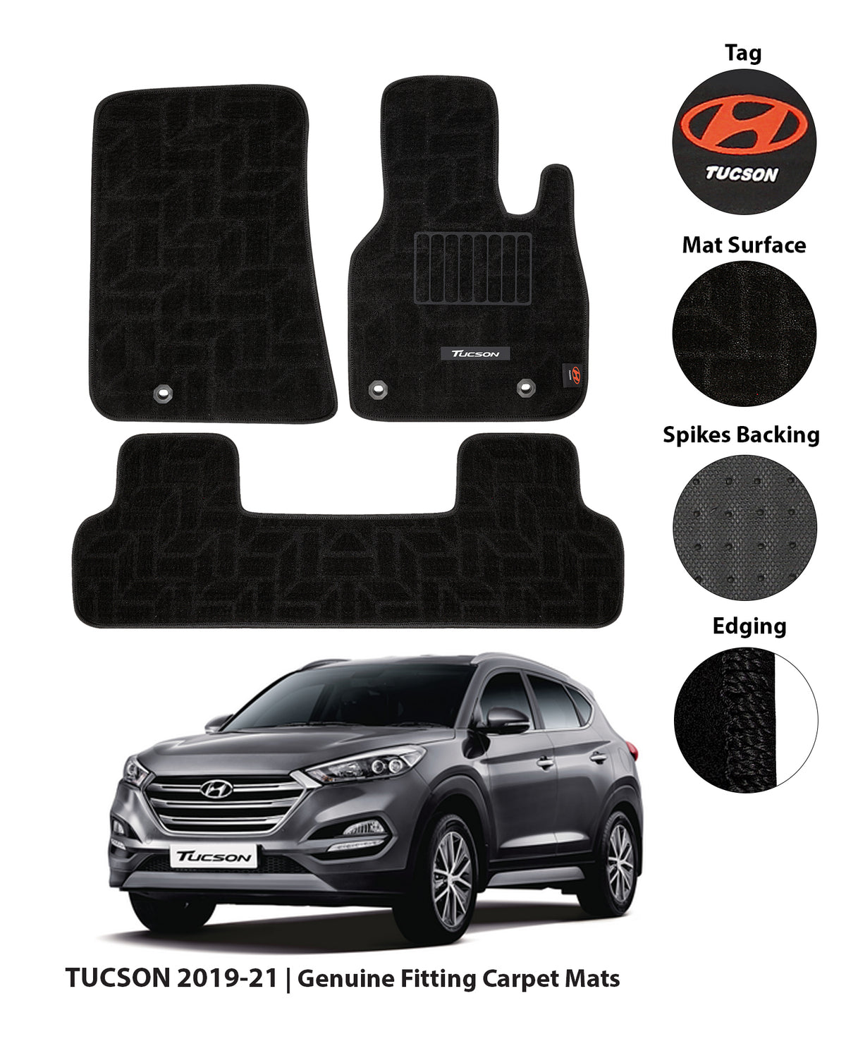 HYUNDAI TUCSON 2019-PRESENT PREMIUM CARPET CAR FLOOR MAT