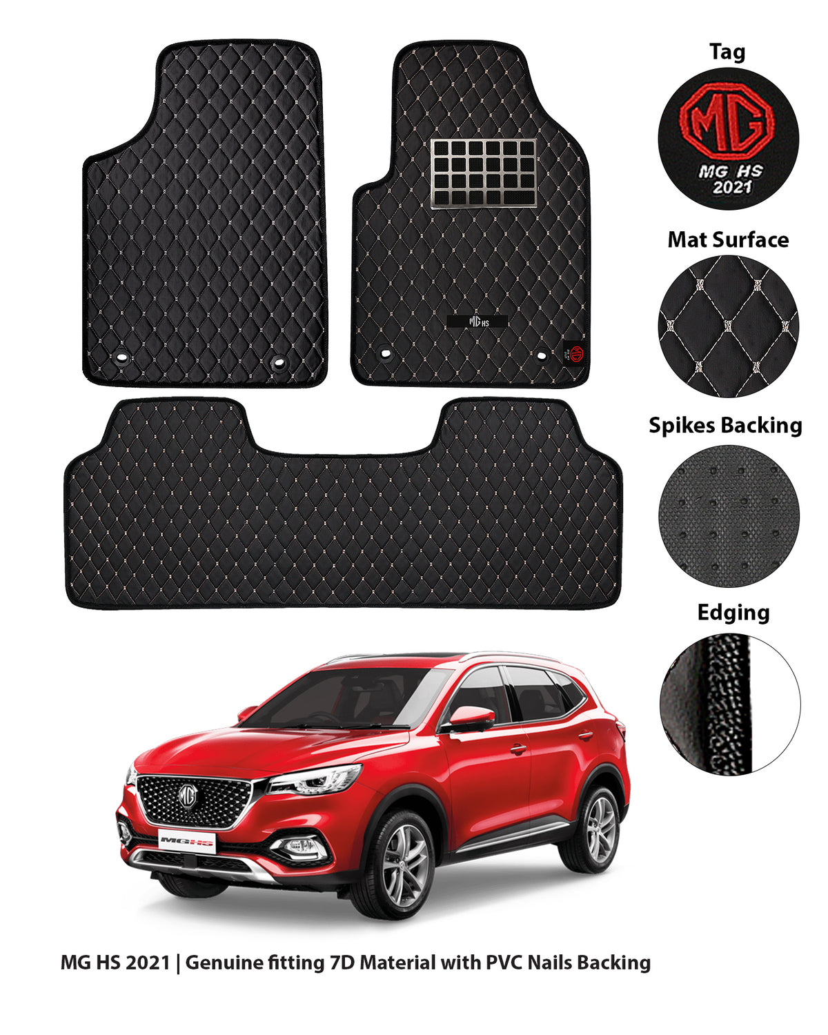 MG HS 2021-PRESENT 7D LUXURY CAR FLOOR MAT