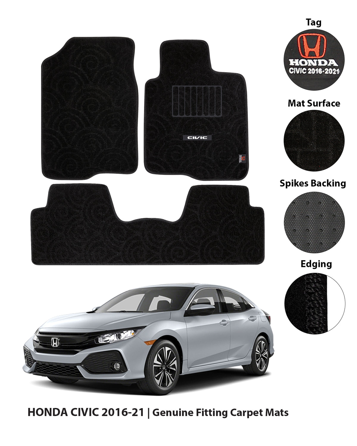 HONDA CIVIC X 2016-2021 PREMIUM CARPET CAR FLOOR MAT