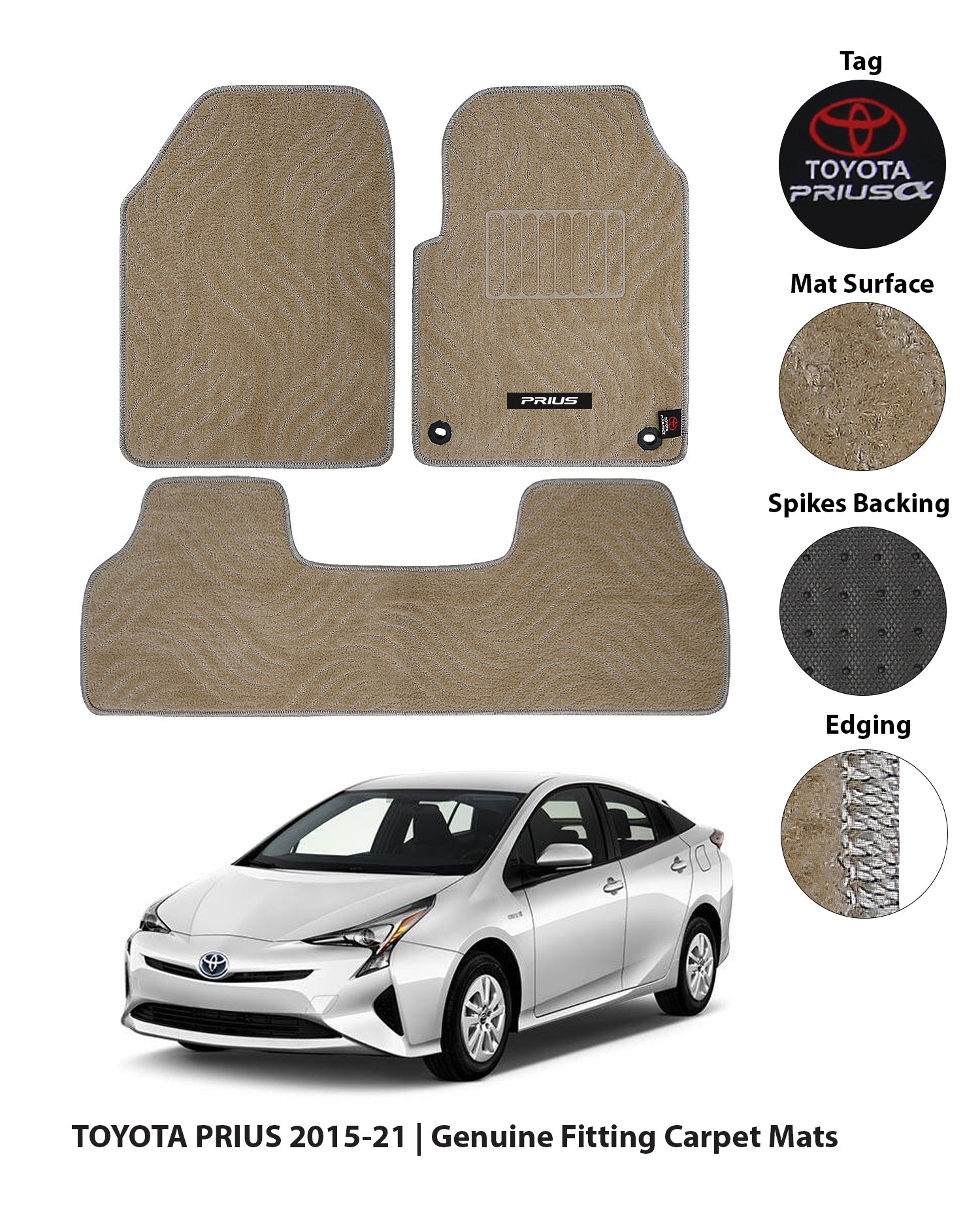 TOYOTA PRIUS 2014-2021 PREMIUM CARPET CAR FLOOR MAT – haseenmats.pk