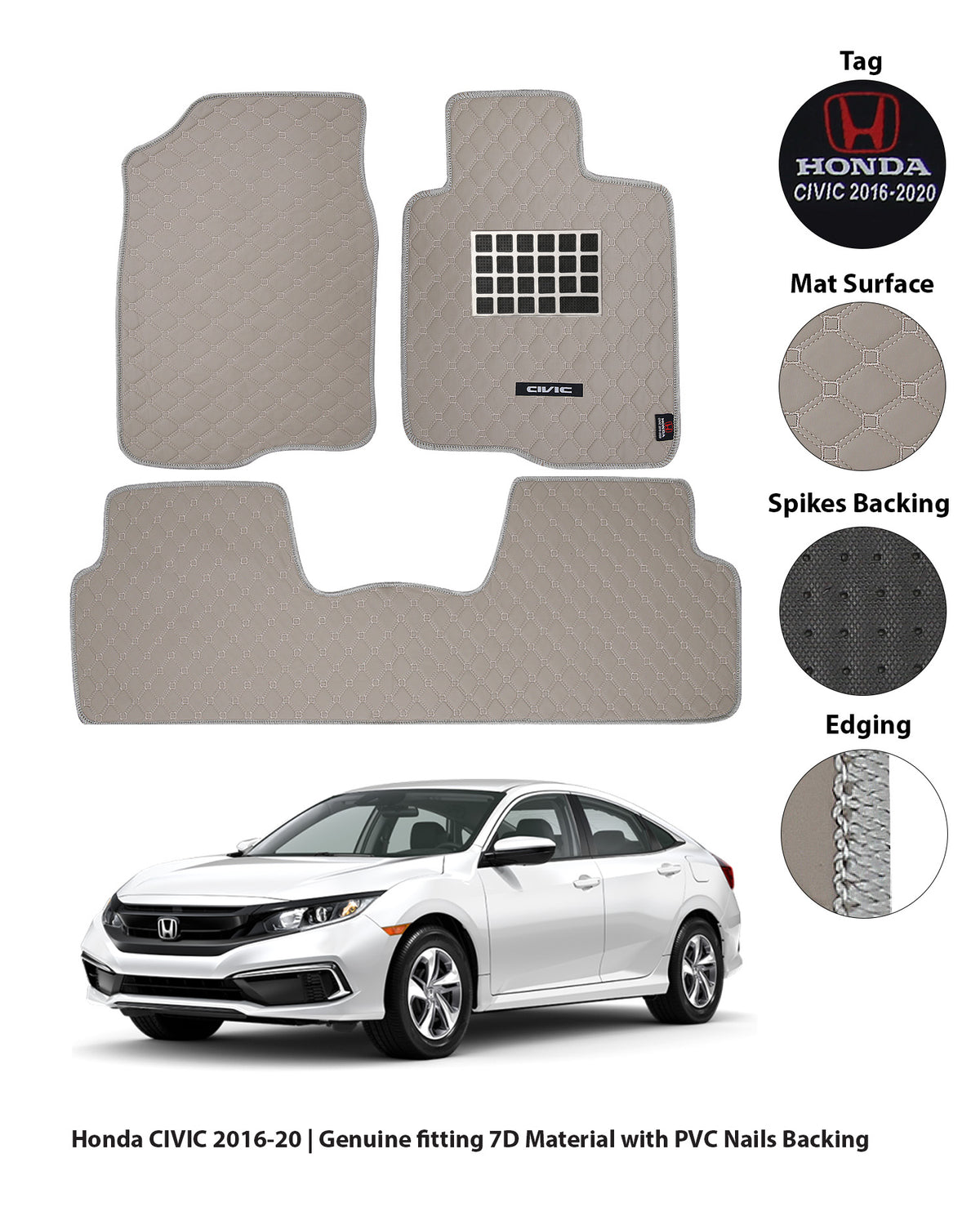 HONDA CIVIC X 2016-2021 7D LUXURY CAR FLOOR MAT