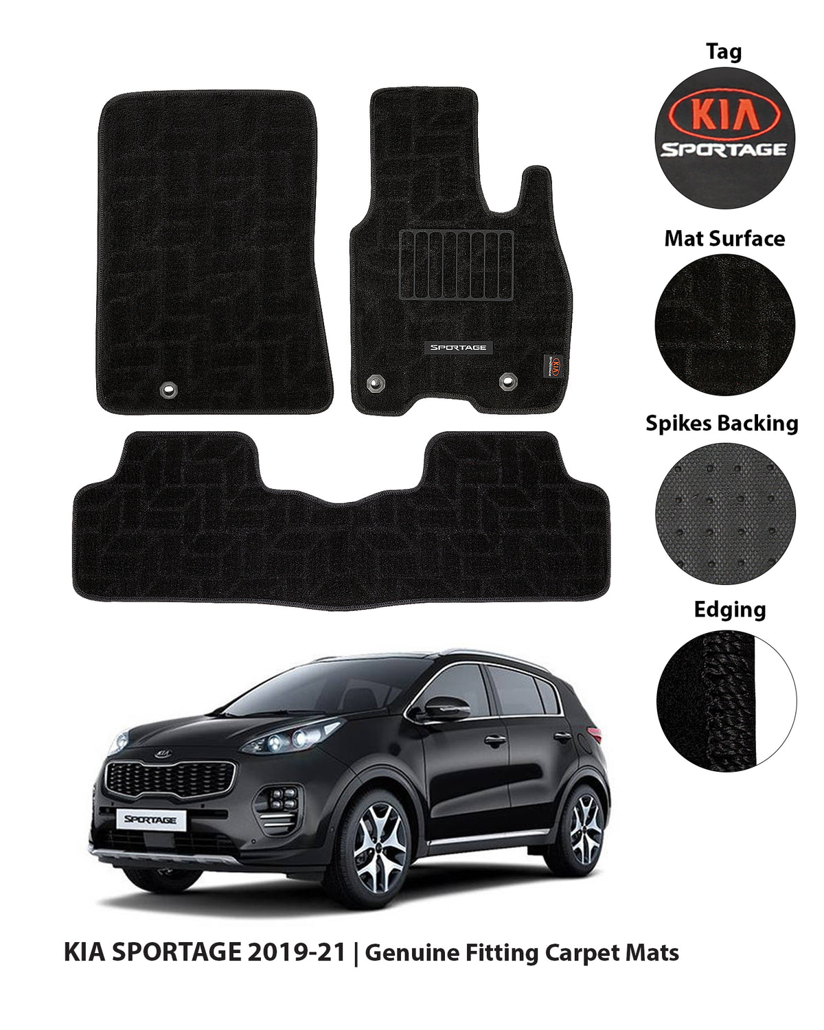 KIA SPORTAGE 2020-PRESENT PREMIUM CARPET CAR FLOOR MAT