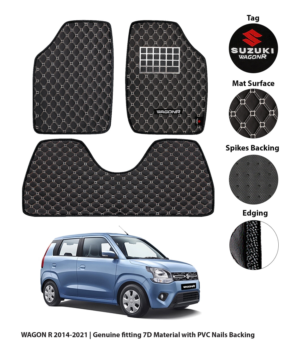 SUZUKI WAGON R 2014-2024 7D LUXURY CAR FLOOR MAT