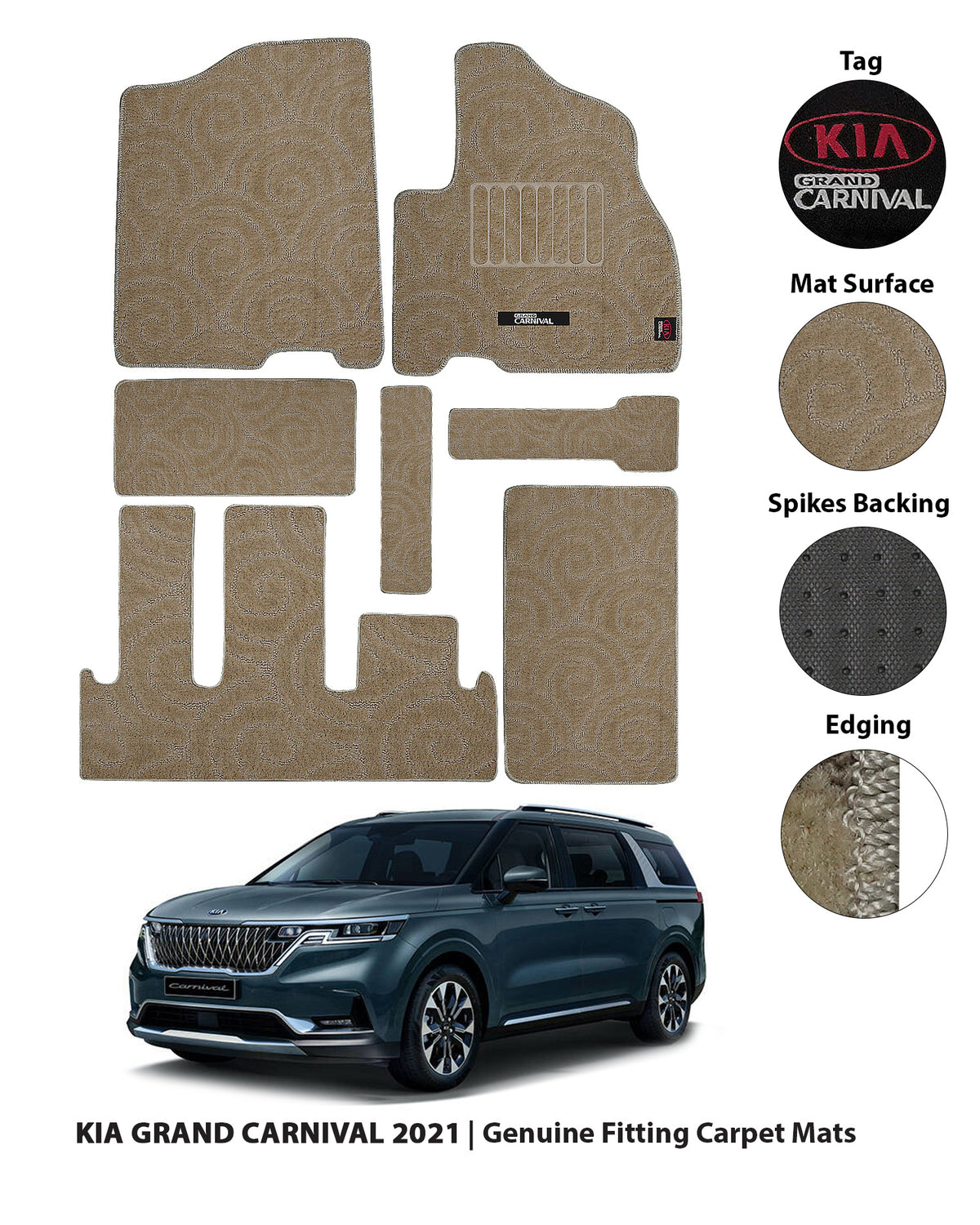 KIA GRAND KARNIVAL 2021-PRESENT PREMIUM CARPET CAR FLOOR MAT