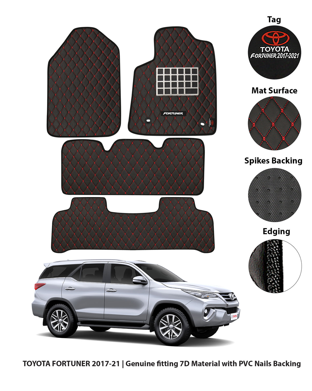 TOYOTA FORTUNER 2014-PRESENT 7D LUXURY CAR FLOOR MAT