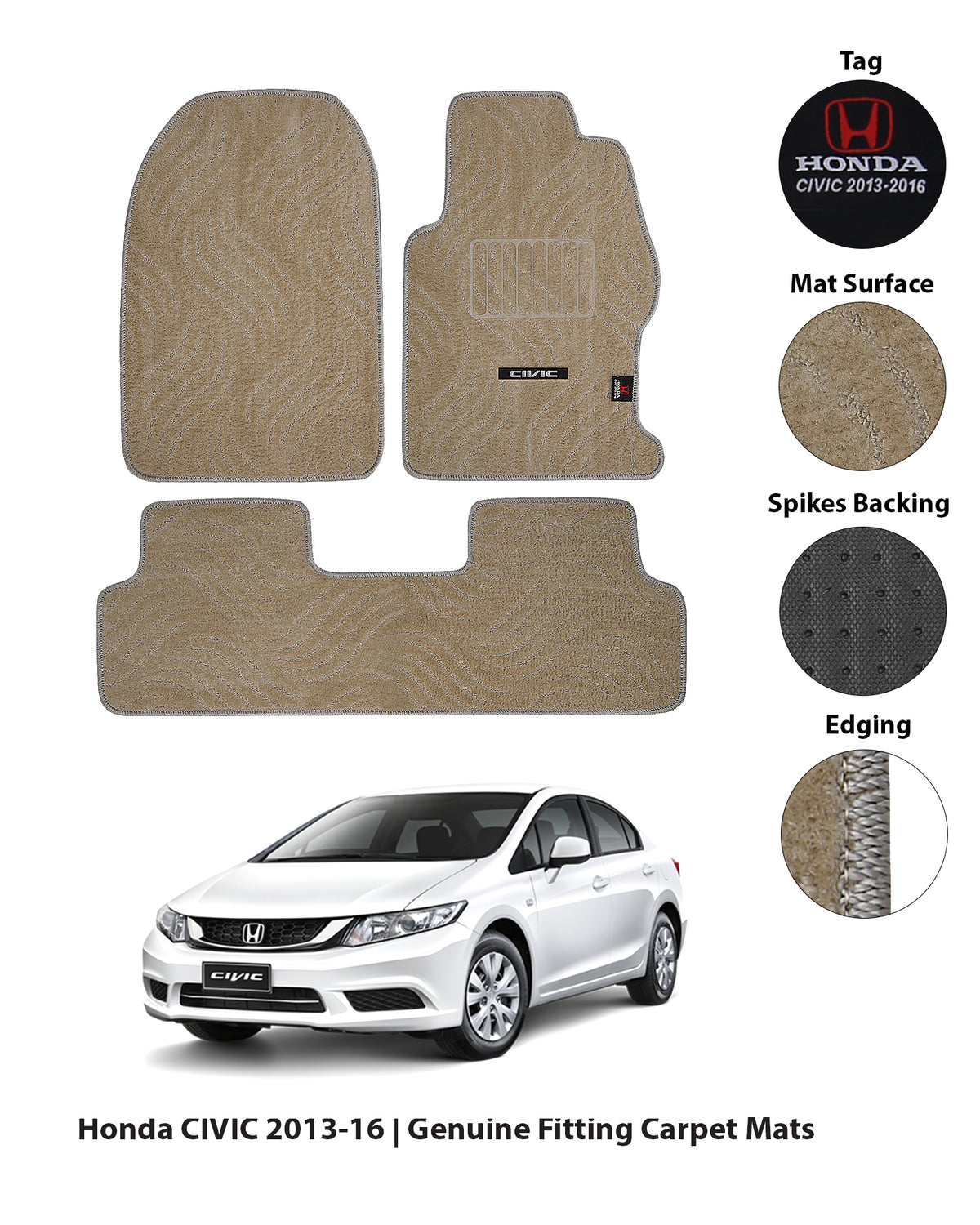 HONDA CIVIC 2013-2015 REBIRTH PREMIUM CARPET CAR FLOOR MAT