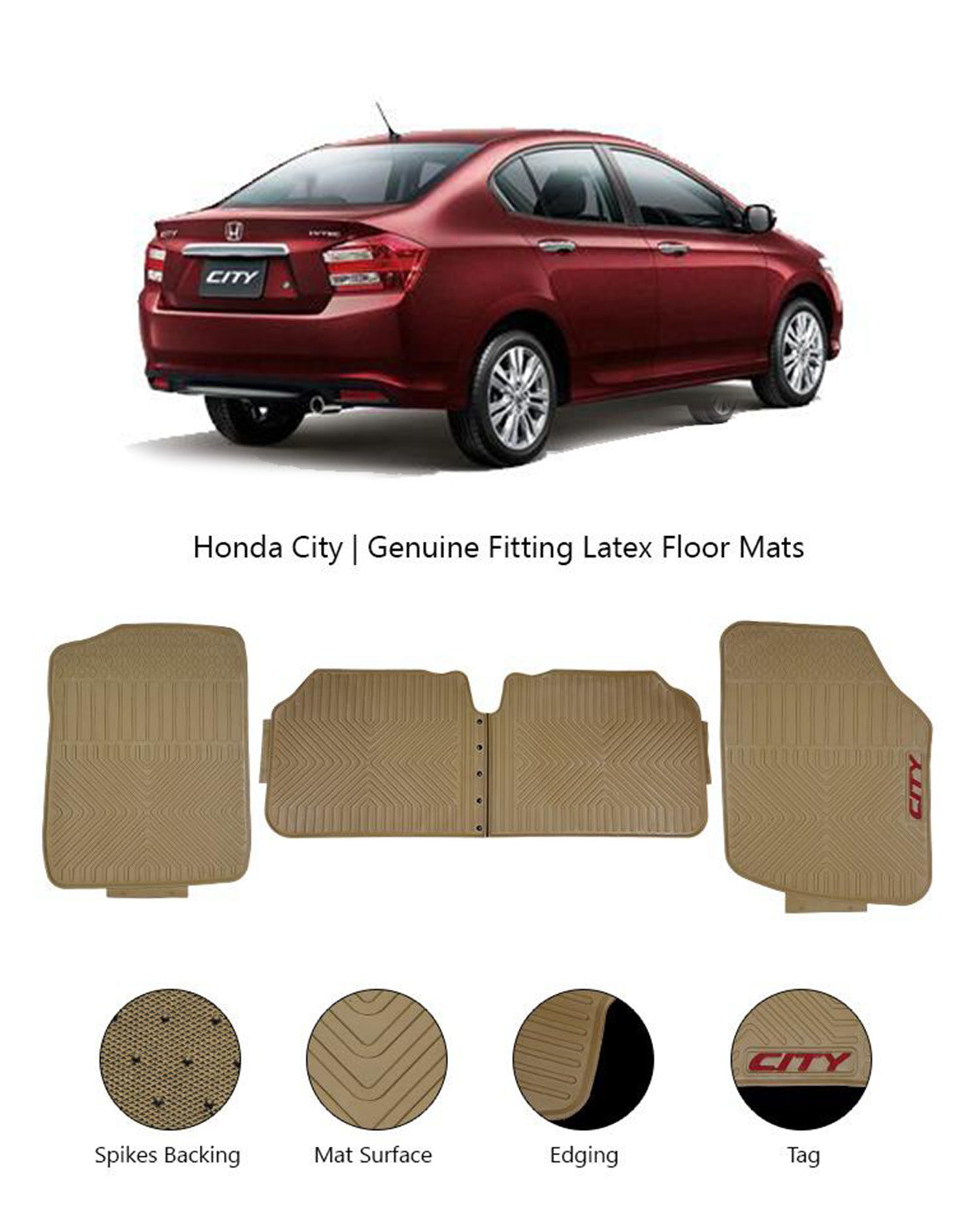 HONDA CITY 2009 - 2020 LATEX RUBBER CAR FLOOR MAT - haseenmats.pk