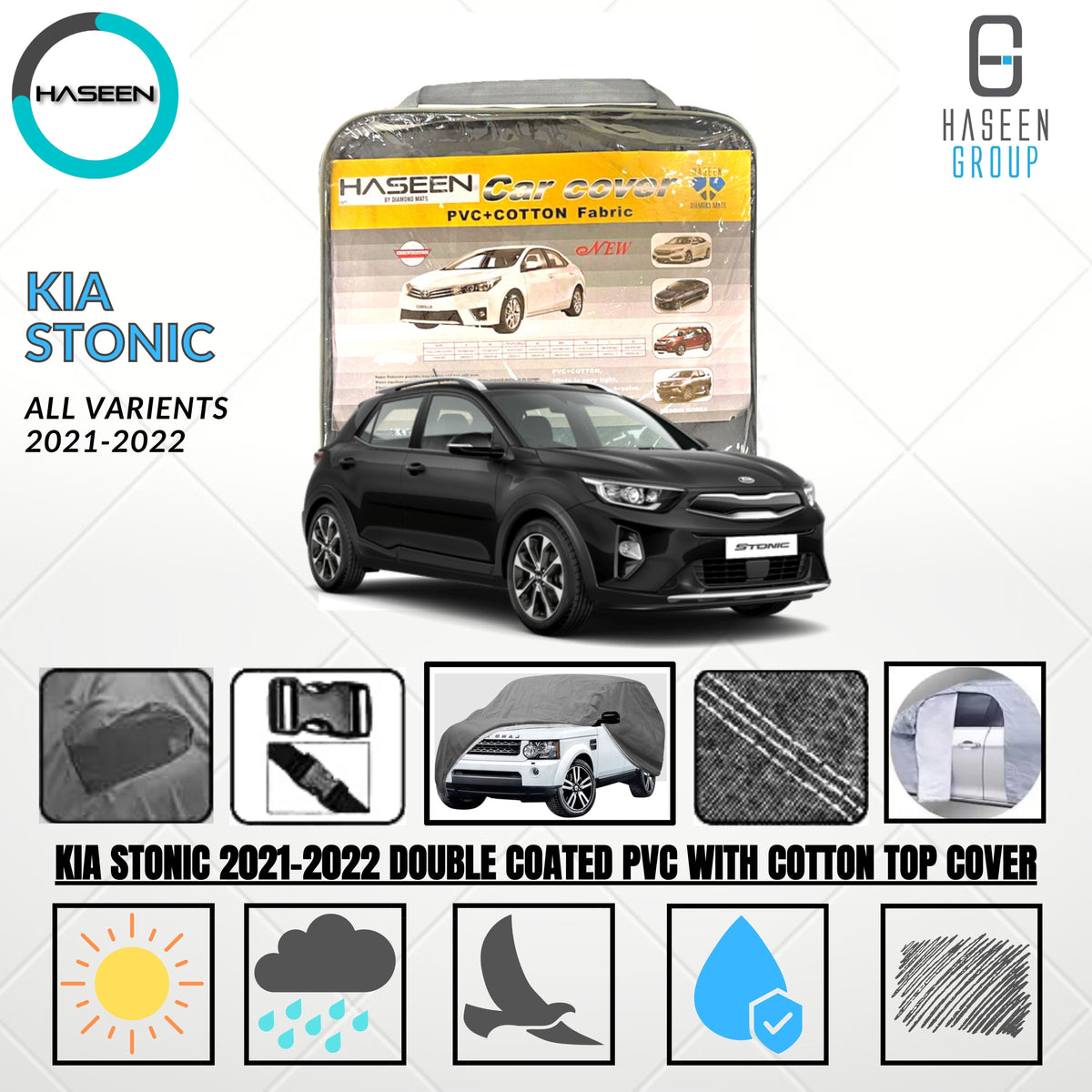 KIA STONIC 2021-PRESENT DOUBLE COAT PVC WITH COTTON CAR COVER