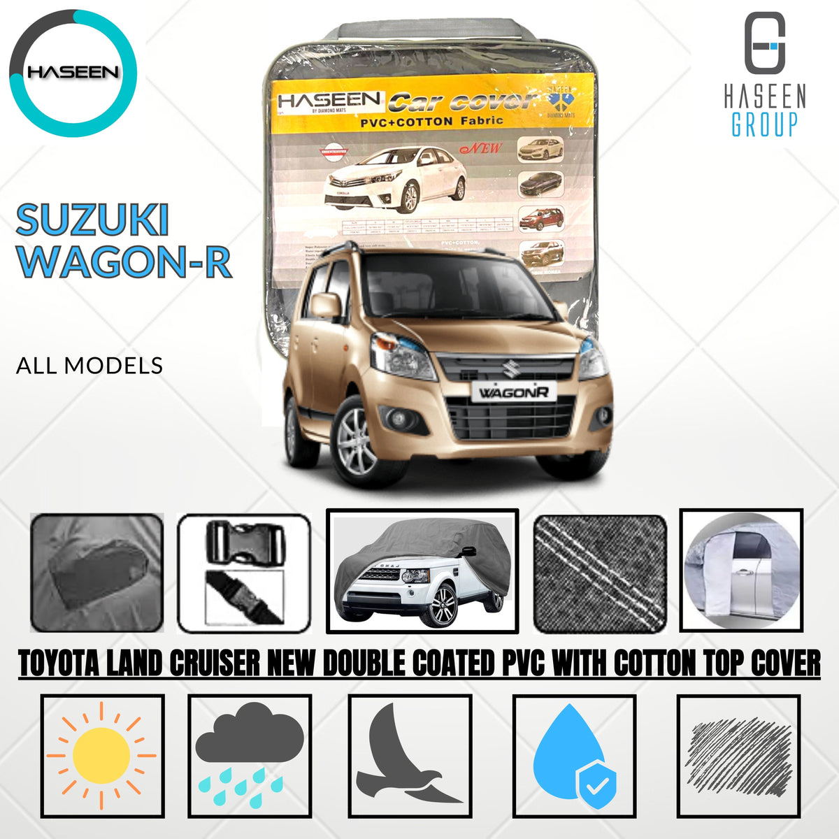 SUZUKI WAGON R 2014-2024 DOUBLE COAT PVC WITH COTTON CAR COVER