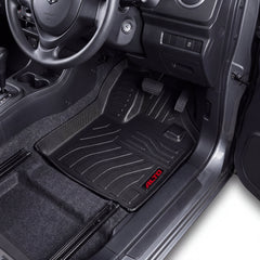 Haseen Suzuki Alto 660cc 9D TPE car floor mats installed – black mats with red Alto logo, Pakistan