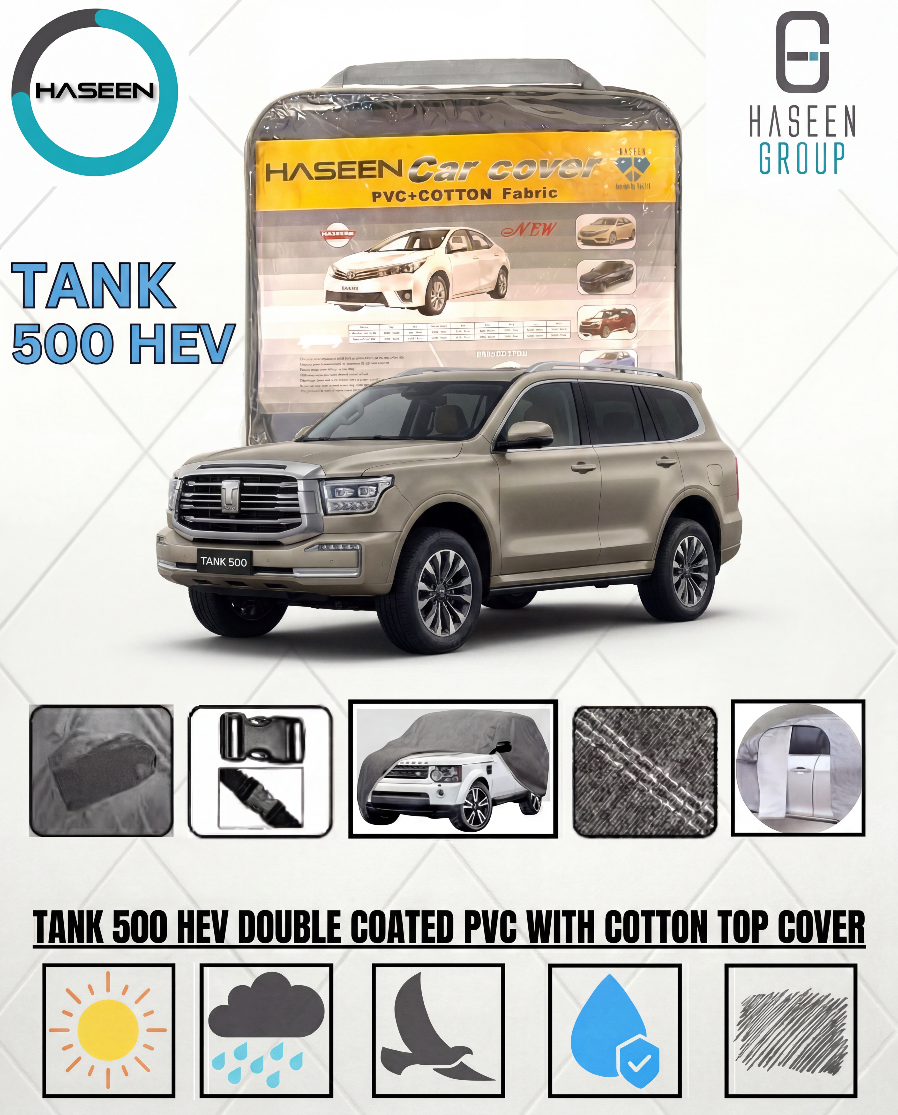 Tank 500 HEV waterproof car cover for outdoor all weather protection
Custom fit Tank 500 HEV car cover with UV and dust protection
Premium Tank 500 HEV hybrid SUV cover for rain sun and scratches
Heavy duty Tank 500 HEV car cover with durable waterproof fabric
Breathable Tank 500 HEV outdoor cover for heat and moisture control
Tank 500 HEV full body car cover for maximum vehicle protection
UV resistant Tank 500 HEV car cover for sun protection
Dustproof Tank 500 HEV SUV cover for indoor and outdoor use
Tank
