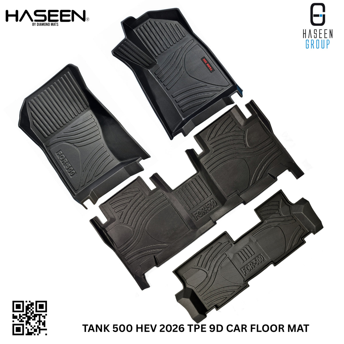 HAVAL TANK 500 HEV 7 Seater 2026 9D TPE Floor Mats – Custom Fit Full Coverage Waterproof SUV | Haseen