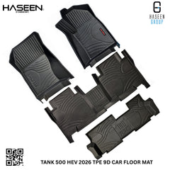 HAVAL TANK 500 HEV 7 Seater 2026 9D TPE Floor Mats – Custom Fit Full Coverage Waterproof SUV | Haseen