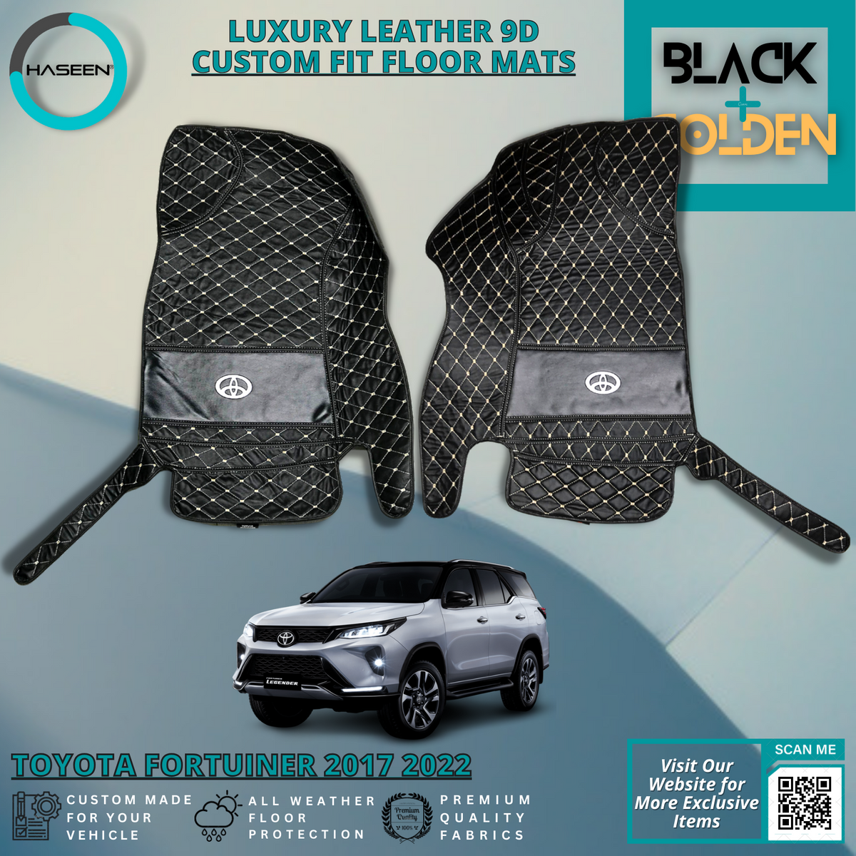 TOYOTA FORTUNER 2017-2022 LUXURY 9D LEATHER FLOOR MAT