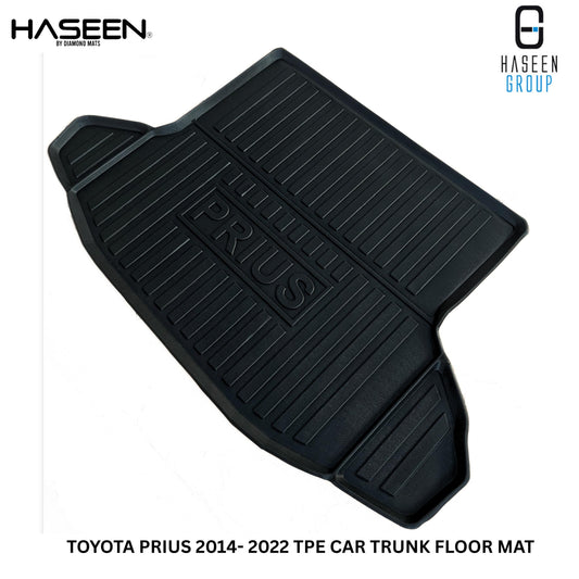 Custom-fit trunk mat for Toyota Prius Hybrid 2025 – durable, waterproof, anti-slip cargo liner designed to protect the boot area, easy to clean, long-lasting, and perfectly shaped for Prius Hybrid trunk space.
