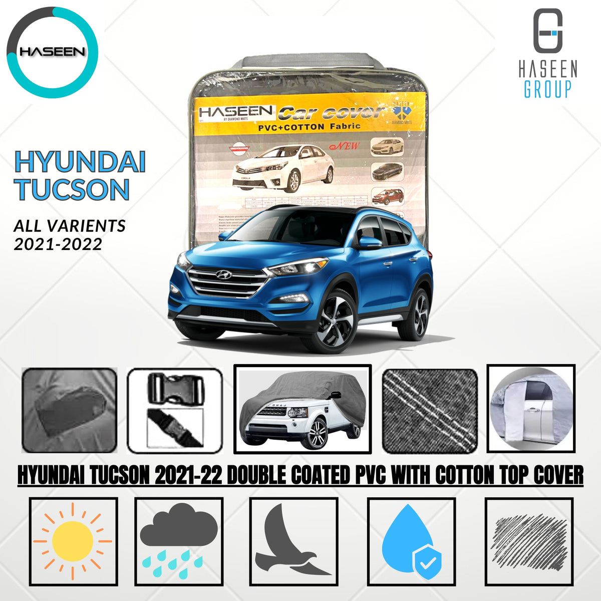 HYUNDAI TUCSON 2019-2024 DOUBLE COAT PVC WITH COTTON CAR COVER