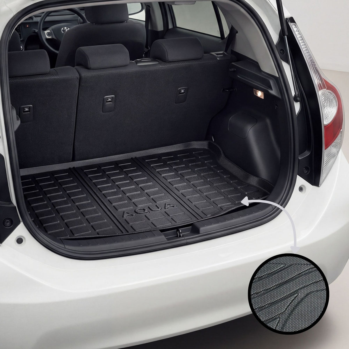 Toyota Aqua 2011-2026 TPE Trunk Mat – Diggi Tray Boot Liner, Custom Fit Waterproof | Haseen