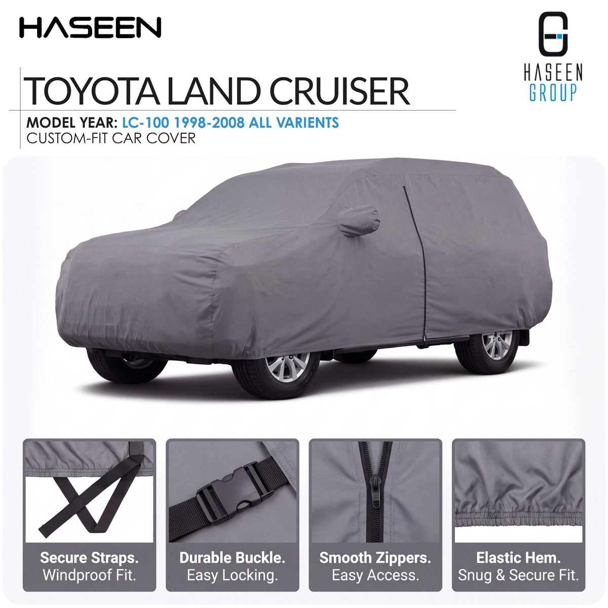 Toyota Land Cruiser LC100 Car Top Cover – Waterproof PVC + Cotton, Dustproof Scratchproof | Haseen Spark