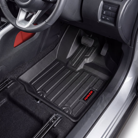 Haseen Toyota Raize 9D TPE car floor mats installed – black heavy duty waterproof mats, Pakistan