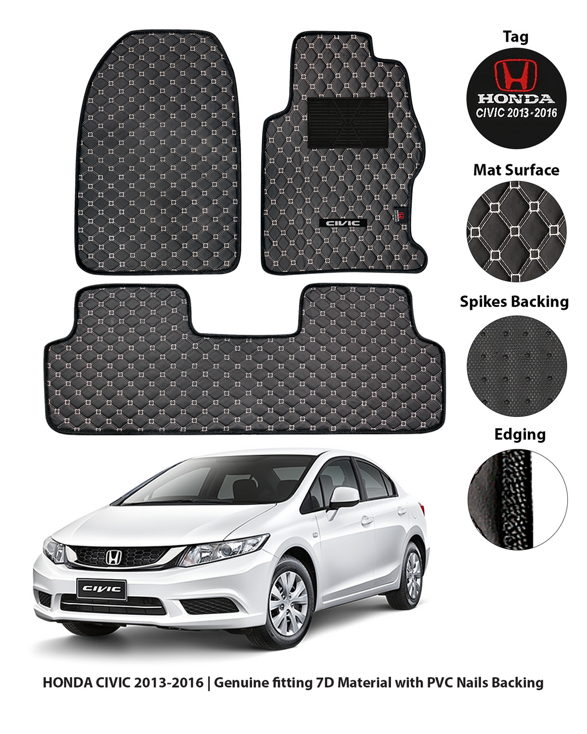 HONDA CIVIC 2013-2015 REBIRTH 7D LUXURY CAR FLOOR MAT