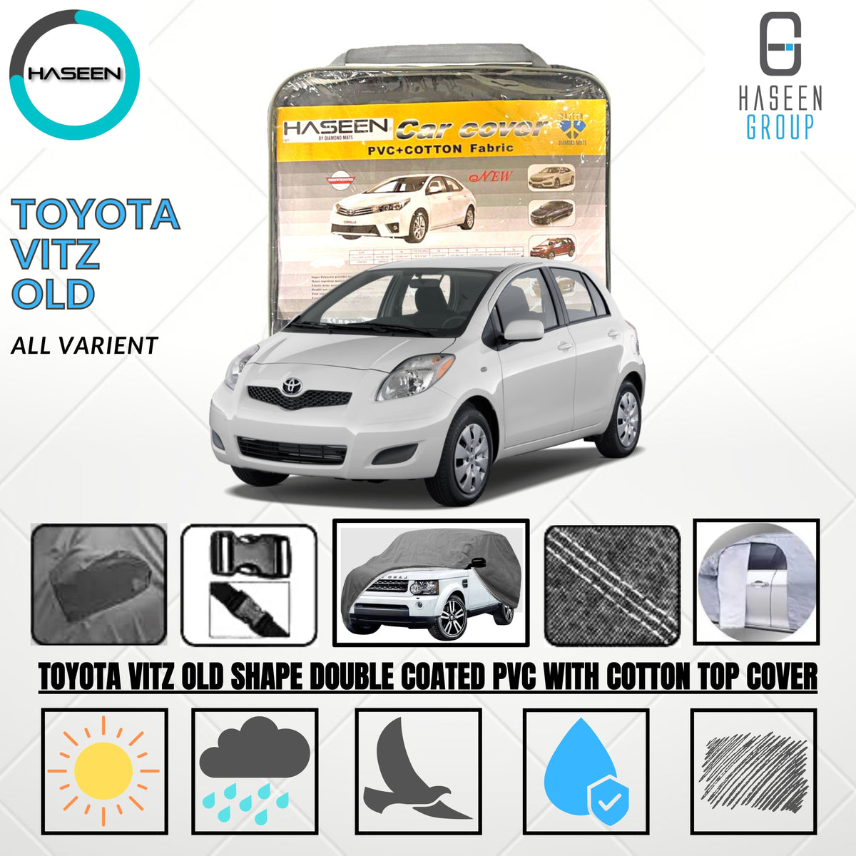 TOYOTA VITZ OLD DOUBLE COAT PVC WITH COTTON CAR COVER